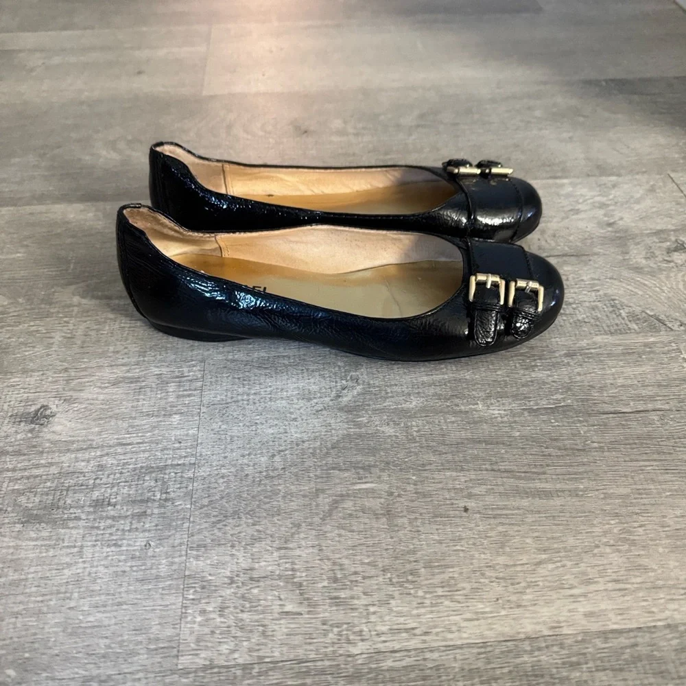 Michael Kors Black Patent Flats with Buckle Detail - Picture 2 of 4